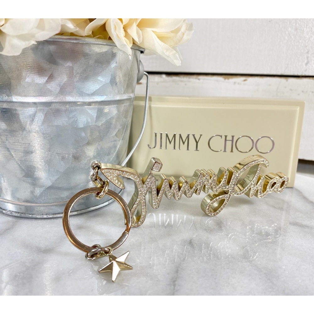 Jimmy Choo Crystal Logo Bag Charm/Keychain - Picture 5 of 9